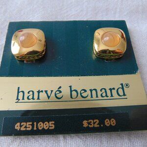 Harve Benard clip on earrings amber gold color new old stock